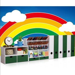 Darfoo Paper Desk Organizer Green and White .